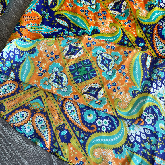 Eight Sixty Top Womens Medium Colorful Roll Up Sleeve Boho Hippie - Picture 12 of 14